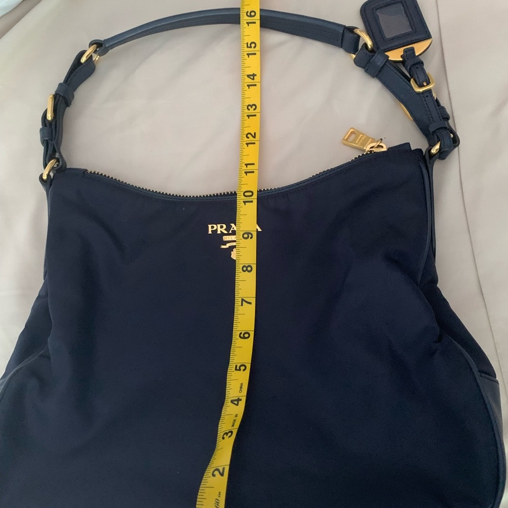 Authentic Prada Nylon Shoulder Bag [Navy Blue Body, Black Straps] - Picture 13 of 15
